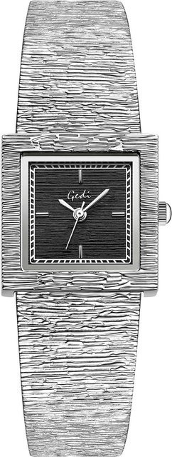 GEDI Armbanduhr, Quarz, Edelstahl, Eckig, Gold, Schwarz, Damen - Bild 1