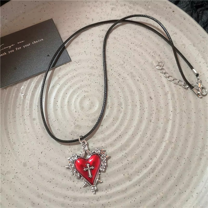 imixlot Choker Halskette, Herz Anhänger, Leder, Schwarz, Unisex - Bild 4