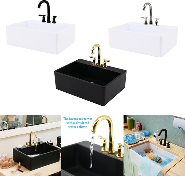 ZTOYL Puppenhaus Miniatur Küchenspüle Toilette Waschbecken Badezimmer Küche Zubehör - Bild 1