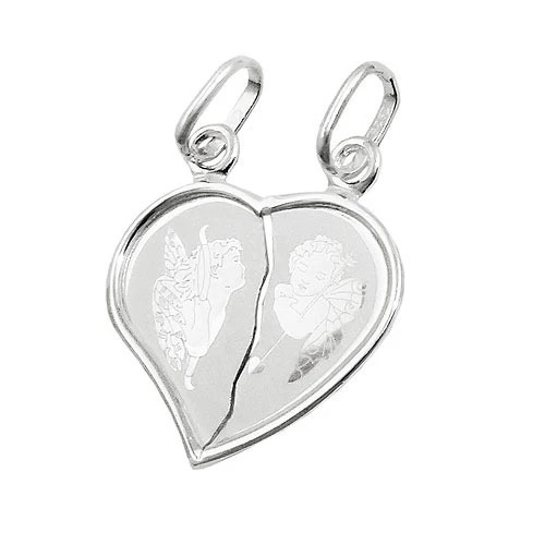 SIGO Anhänger Herz mit Engeln, 925 Silber, Unisex - Bild 1