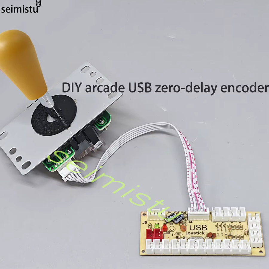Seimistu DIY Arcade Kit für 2 Spieler mit LED Push Buttons und Joystick, USB Encoder für PC und Raspberry Pi, Multicolor - Bild 3
