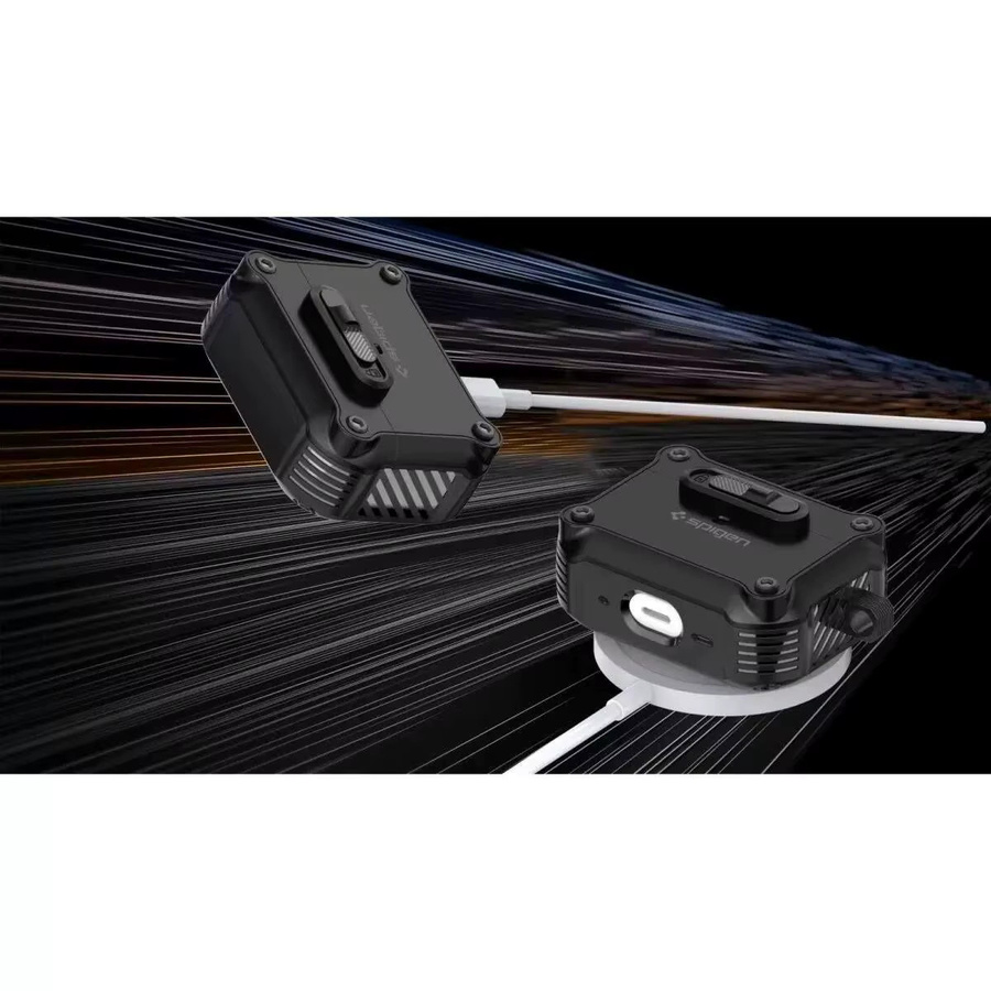 Spigen Roboter Schloss Kopfhörer Abdeckung Stoßfest für AirPods und Galaxy Buds in Schwarz und Blau - Bild 2