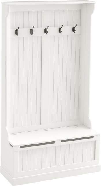 HOMCOM Garderobenständer mit Sitzbank und Haken für den Eingangsbereich, Weiß, B/T/H: 96 x 34 x 179,7 cm - Bild 1
