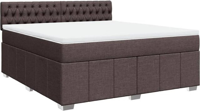 vidaXL Boxspringbett Hybrid mit Matratze und Taschenfederkern Dunkelbraun B: 180 cm, T: 200 cm - Bild 1