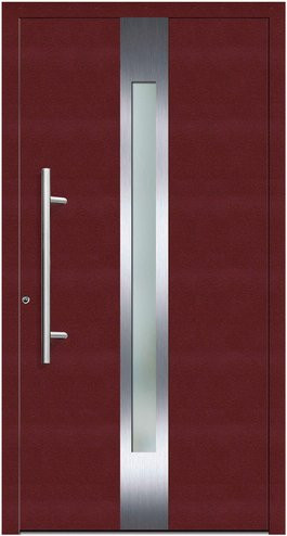 KNOCK Flügelüberdeckende Kunststoff-Haustür Terra mit Glaseinsatz, purpur-rot, modern, RC2 - Bild 1
