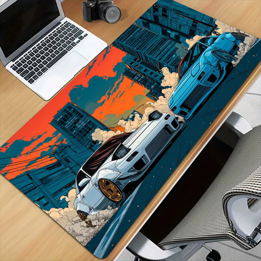 Mairuige XXL-Mauspad mit Sportwagen-Design in Weiß und Blau für Gamer und PC-Nutzer - Bild 3