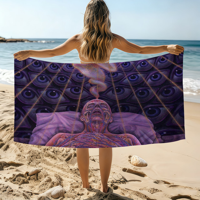 Art Alex Grey Trippy Psychedelic Handtuch, saugfähiges und schnell trocknendes Strandtuch für Damen und Herren - Bild 1