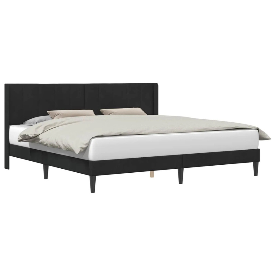 vidaXL Bettrahmen mit Kopfteil aus Samt in Schwarz, B/T/H: 180 x 200 x 96 cm - Bild 2