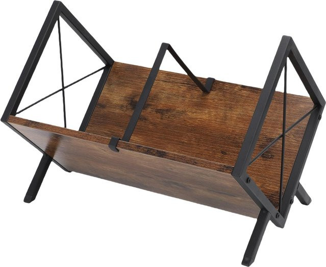 Aimo Schallplatten Aufbewahrungsregal aus Holz und Metall in Braun im Retro-Design - Bild 1