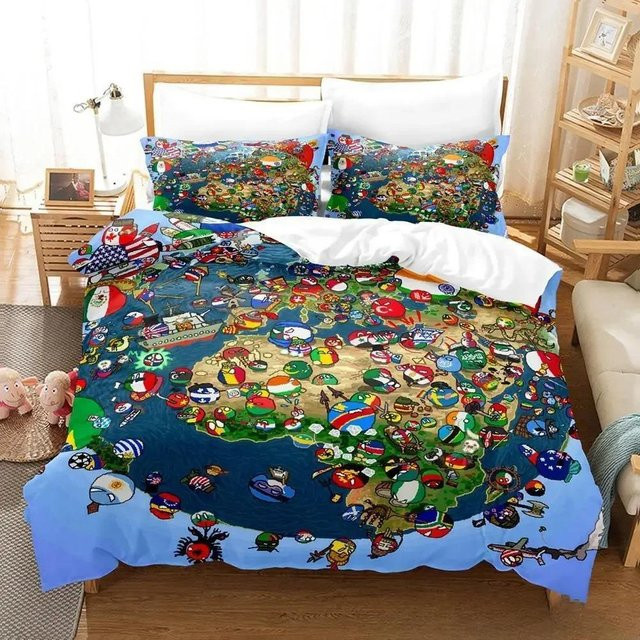 JMG Household Supplies Countryball Polandballs Bettwäscheset aus Mikrofaser, Mehrfarbig, 3-teilig, B/H: 228 x 228 cm - Bild 1