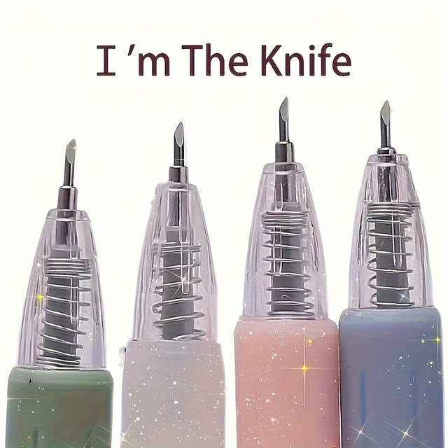 6-teiliges Set einziehbare handgefertigte Graviermesser-Stifte in Multicolour für kreative Bastelarbeiten und Schule - Bild 1