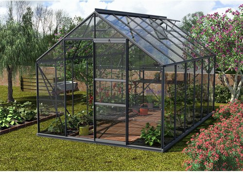 VITAVIA Gewächshaus Merkur mit 9,9 m² aus Aluminium und ESG Glas in Grau - Bild 1