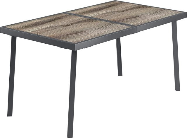 Outsunny Gartentisch für 6 Personen in Holzoptik mit Stahlgestell, grau, B/T/H: 145 x 85 x 85 cm - Bild 1