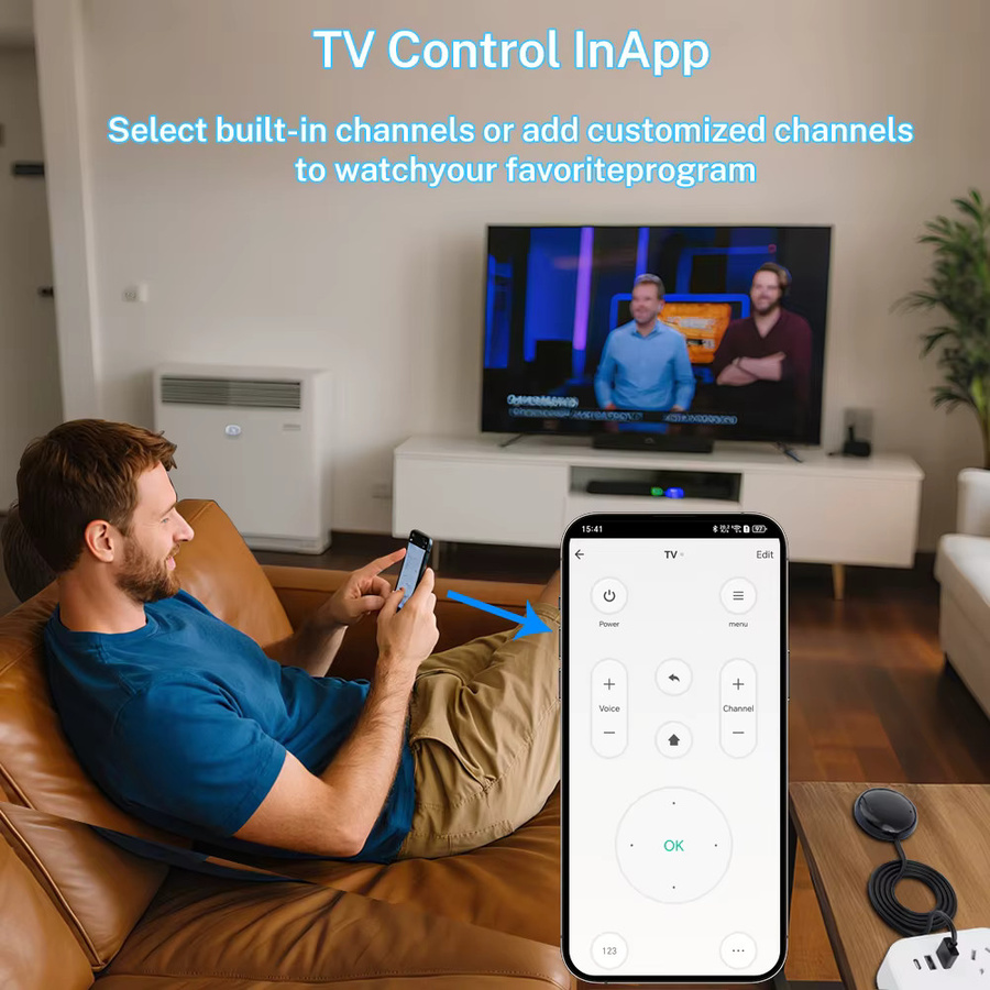 Tuya Smart IR-Fernbedienung S18 NVWU WiFi App Steuerung in Schwarz, kompatibel mit Google Assistant, Alexa und Yandex SmartLife - Bild 3