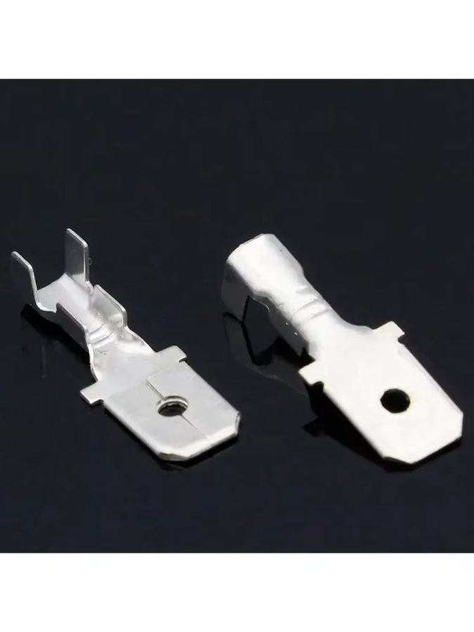 ELECAPITAL 200er Set Messing Crimp Terminals mit Verzinnung, Spatenstecker Männlich und Weiblich, 6,3mm, Silber - Bild 3