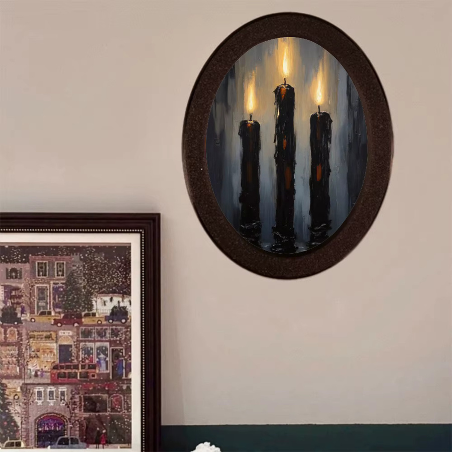 Ovales dekoratives Wandornament im Gothic-Stil mit schwarzen Kerzenelementen von Mys, Farbe: Schwarz, Höhe: 13,4 cm, Breite: 10,6 cm - Bild 3