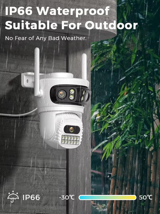 BESDER iCsee 6K 12MP HD Outdoor WiFi IP Kamera mit AI Menschlicher Erkennung, Wasserdichtes Dreifachobjektiv CCTV Video Security System, Weiß - Bild 4