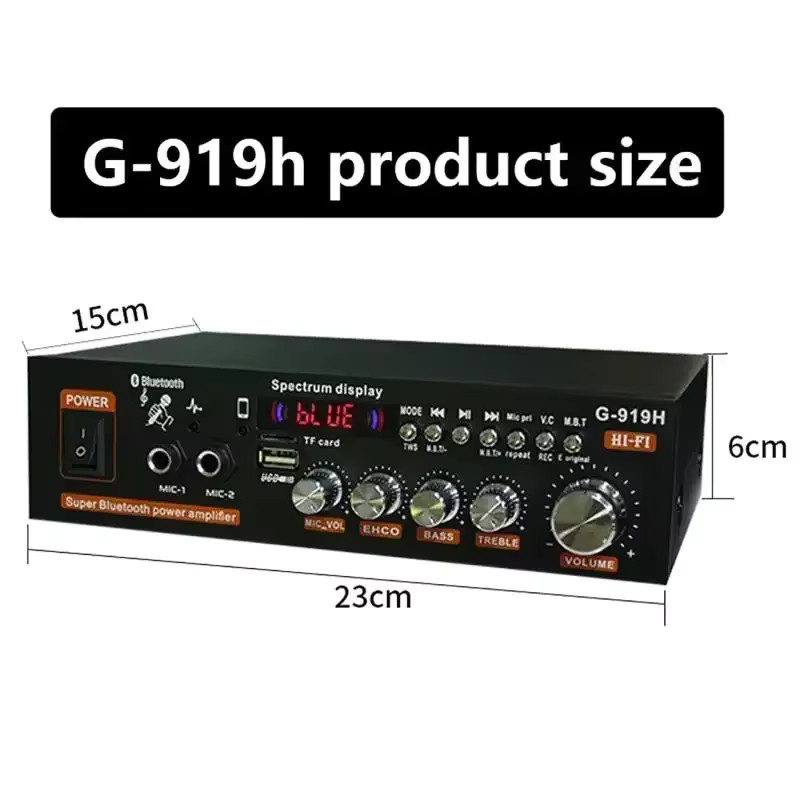 Luxuglow G30 G-919H Home Power Verstärker mit 1000W, Bluetooth, FM und USB, Schwarz - Bild 4