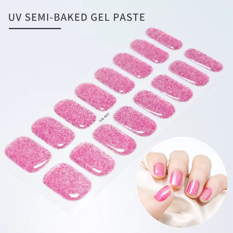 HotPress UV-Gel-Nagelaufkleber, rosa/lila Glitzer, glänzend - Bild 2