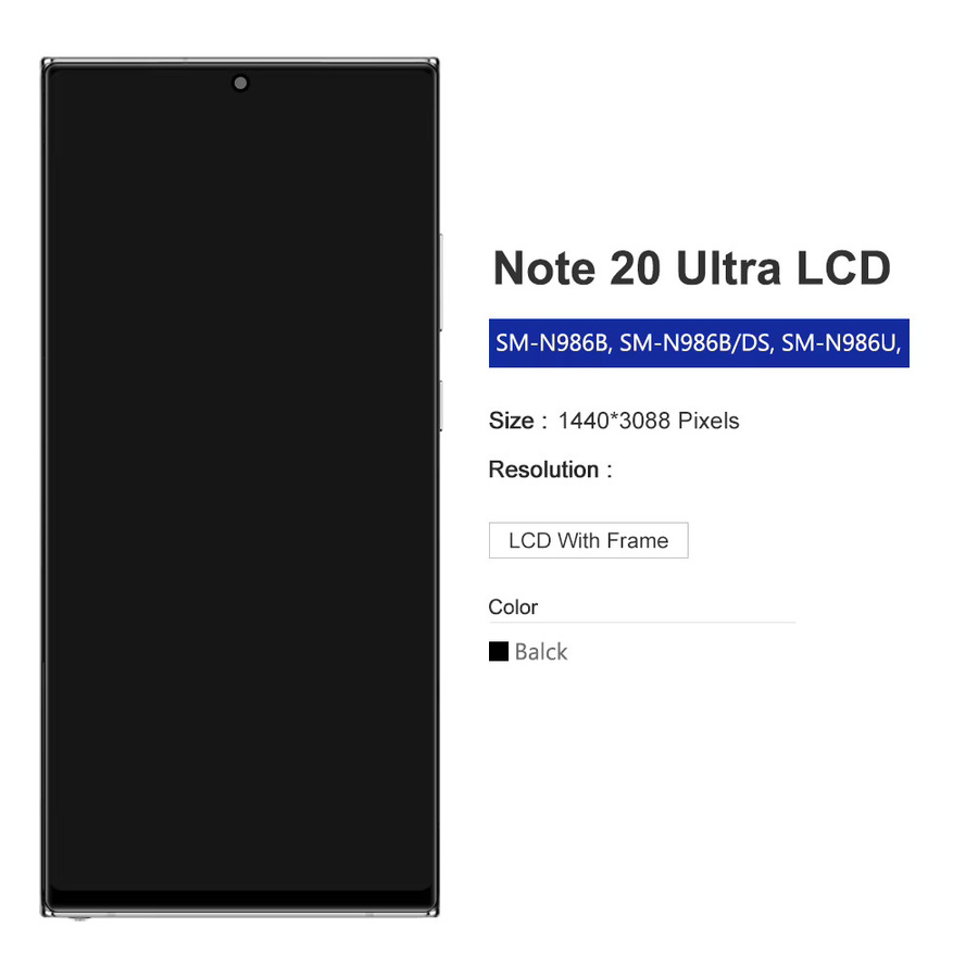 Sinmaytai TFT Display LCD Touch Screen Digitizer mit Rahmen für Samsung Galaxy Note 20 Ultra N985 N985F in Schwarz - Bild 4