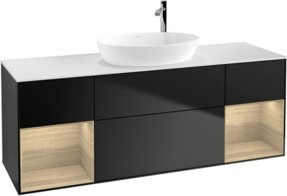 V&B Waschtischunterschrank Finion in Weiß lackiert mit offener Ablage in Schwarz, Breite: 160 cm, Tiefe: 50,1 cm, Höhe: 50,1 cm - Bild 1