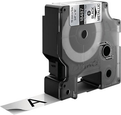 DYMO Rhino 18762 Beschriftungsband aus Polyester in Metallic Silber mit schwarzer Schrift, Breite: 19 mm, Länge: 5,5 m - Bild 1