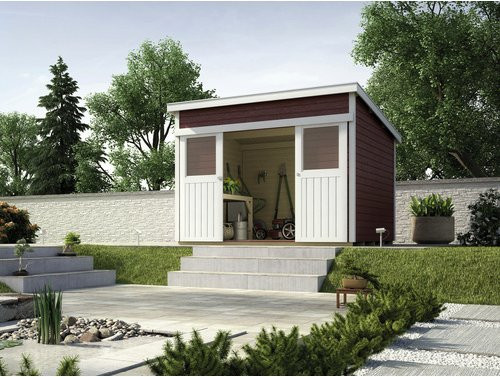 WEKA Gartenhaus Schiebetürhaus 225 Gr. 2 aus Holz in Rot, B/H/T: 315 x 238 x 299 cm - Bild 1