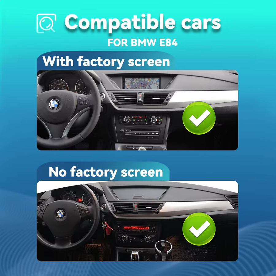 BONROAD 10,25 Zoll Kabelloses CarPlay und Android Auto Multimedia-Display mit GPS-Navigation und YouTube für BMW X1 E84, Farbe: Schwarz - Bild 2