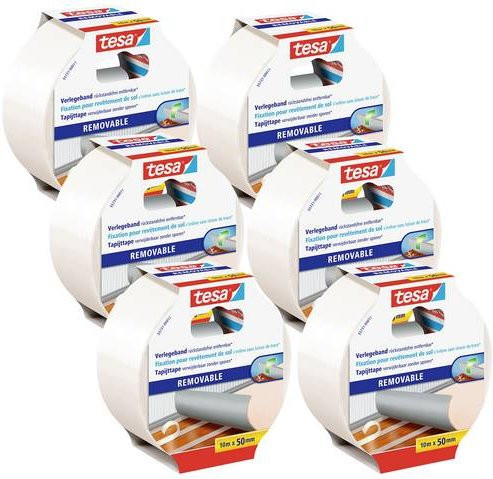Tesa Doppelseitiges Klebeband-Set Weiß, 6 Rollen, Breite: 50 mm, Länge: 10 m - Bild 1