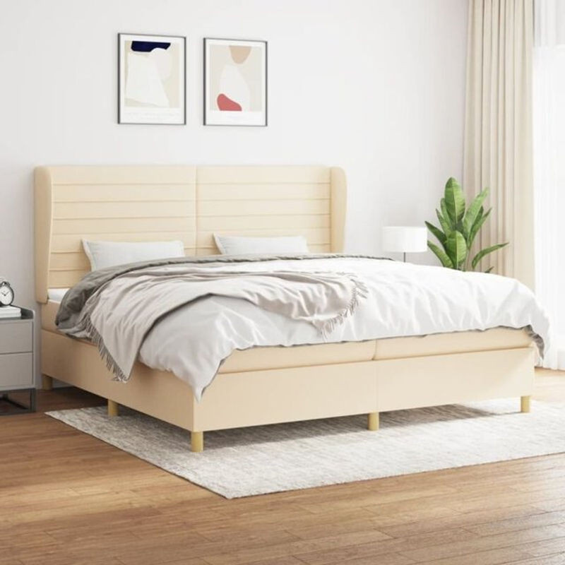Vidaxl Boxspringbett mit Matratze aus Stoff in Beige, B/T: 200 x 200 cm - Bild 1