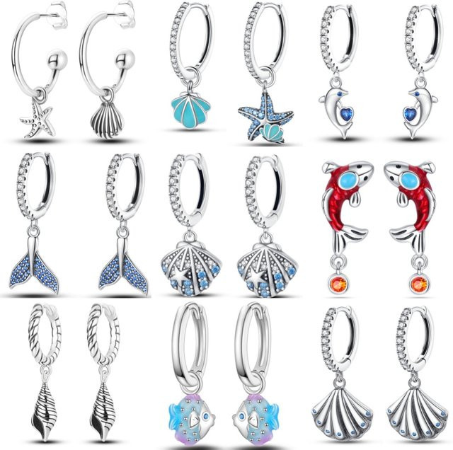 Ohrringe 925 Silber, Seestern Muschel, Damen - Bild 1