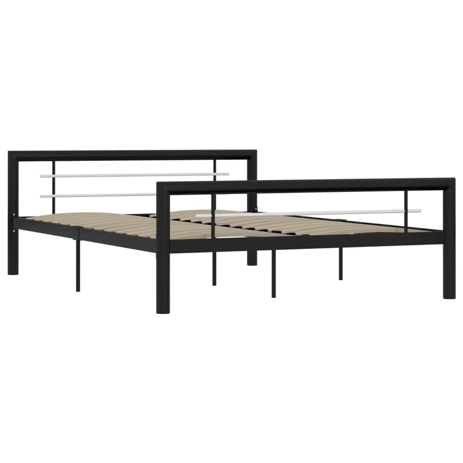 vidaXL Bettgestell aus Metall in Schwarz und Weiß, B/T: 120 x 200 cm - Bild 2