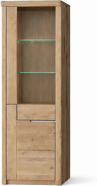 Solido Vitrine aus massiver Wildeiche in Braun mit Glastüren und Regalen - Bild 1