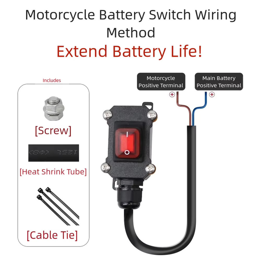 NIGHTKIST Motorrad-Netzschalter als wasserdichter Batterietrennschalter in Schwarz für 12 V und 24 V DC - Bild 3