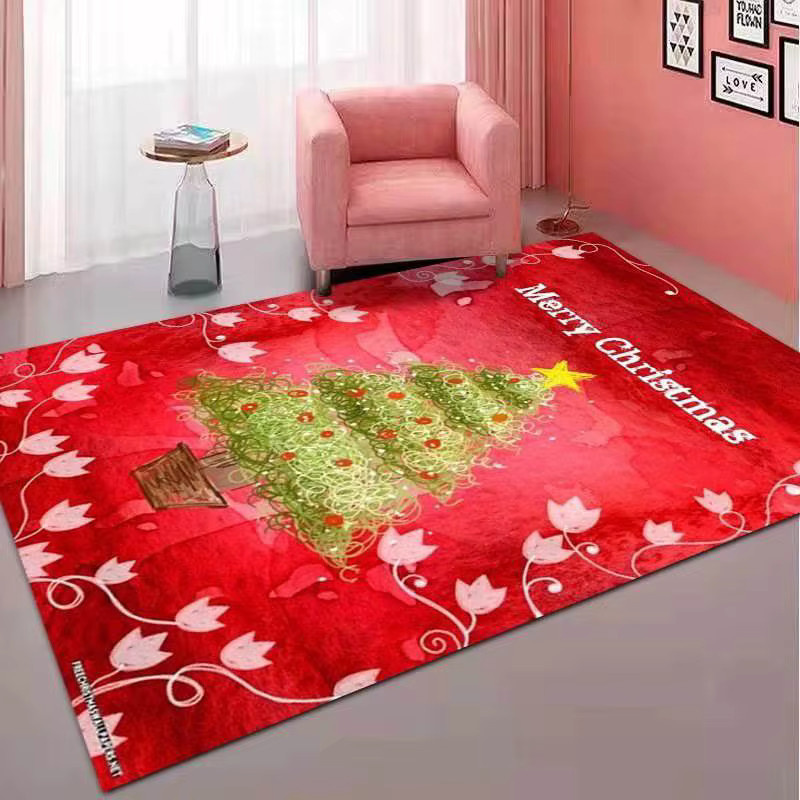 VIKAMA Teppich mit Winter-Weihnachtsmuster, rutschfest und wasserabsorbierend für Wohnzimmer und Schlafzimmer - Bild 1