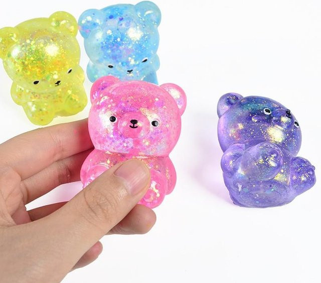 Mini Glitzerbär Squishy, Weiches Quetsch Fidget Spielzeug - Bild 1