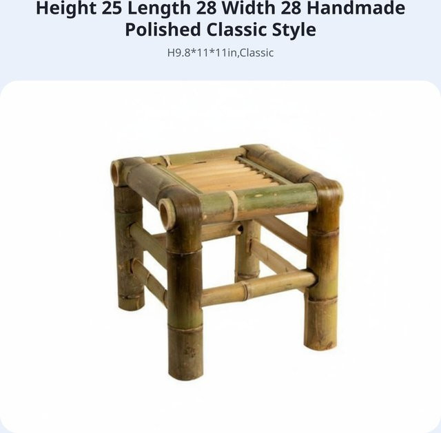 Handgefertigter quadratischer Bambus-Hocker im Retro-Design von Binchi Outdoor Product in Braun und Grün - Bild 1