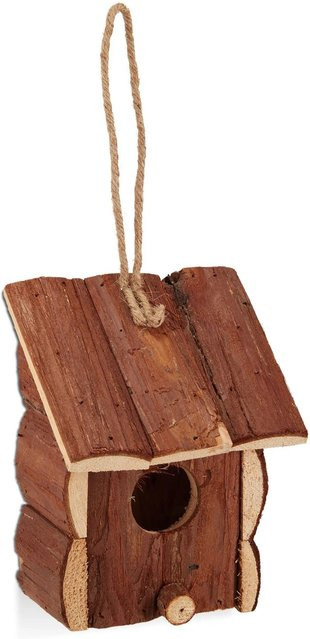 Relaxdays Vogelhaus aus Holz in Braun mit Aufhängeschlaufe, B/T/H: 30 x 12 x 9,5 cm - Bild 1