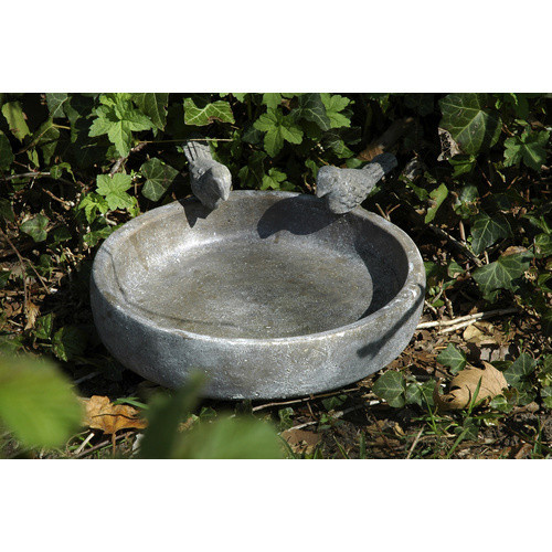Dobar Vogeltränke Pool-Oase aus Keramik in Grau, B/T/H: 24,5 x 24,5 x 5,5 cm - Bild 4