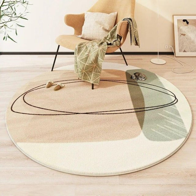 Runder Teppich Karpetti in Beige, Waschbare Krabbelmatte mit geometrischem Design für Wohnzimmer und Kinderzimmer, Durchmesser: 80 cm - Bild 1