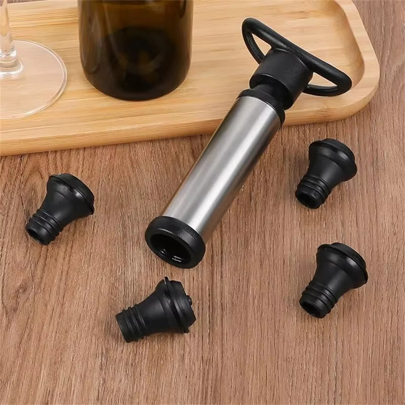 SUNFILI Weinkonservierer-Set aus Edelstahl in Silber mit Vakuumpumpe und Weinstopfen zur Frischeerhaltung von Wein und Bier - Bild 5