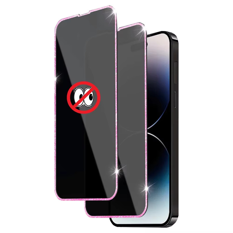 NNBILI 2 Stück Regenbogen Displayschutzfolie aus gehärtetem Glas mit rosa Rahmen für iPhone 17 Pro Max, iPhone 16, iPhone 15 und iPhone 14 Pro Max in Pink - Bild 3