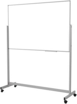 MAUL Whiteboard MAULstandard fixed mobil im Querformat, drehbar, magnethaftend mit Ablageschale, grau, B: 150 cm, H: 100 cm - Bild 1