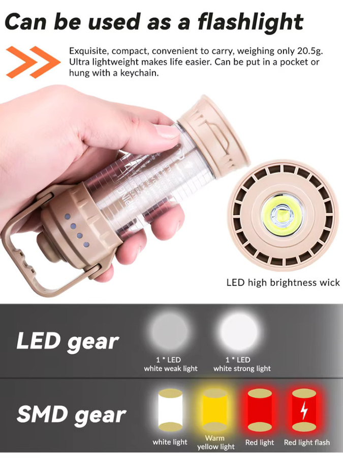 JIASHUAIXIN LED Campingleuchte beige mit Akku und Touch-Steuerung für Outdoor und Garten - Bild 5