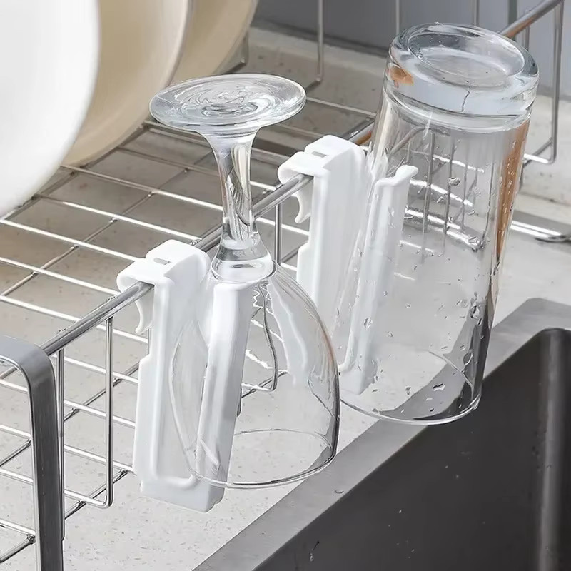 Trebalena Wandmontiertes Mini-Becher-Hängeregal in Weiß zur Aufbewahrung und Trocknung für Küche und Wohnzimmer - Bild 1