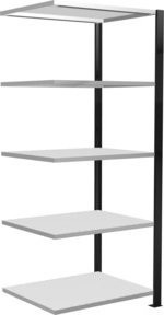 Schulte Anbauregal Büro-Steckregal MULTIplus150 mit 5 Fachböden, Farbe Schwarz/RAL 7035 Lichtgrau, B/T/H: 180 x 75 x 60 cm - Bild 1