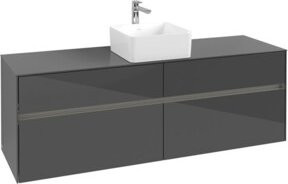 V&B Waschtischunterschrank Collaro in Anthrazit Glossy mit Waschtisch und LED 12W, B/T/H: 160 x 54,8 x 50 cm - Bild 1