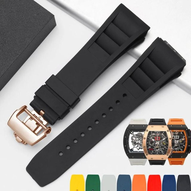 Uhrenarmband Silikon, Schwarz, Herren, 25-20mm - Bild 1