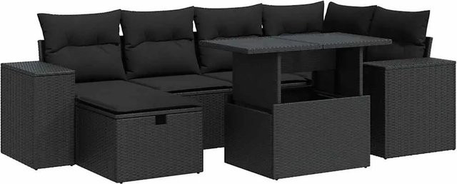 vidaXL 8-teilige Garten-Sofagarnitur aus Poly-Rattan mit Kissen in Schwarz - Bild 1