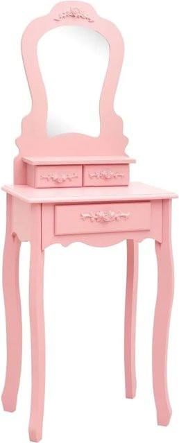 vidaXL Schminktisch-Set mit Hocker aus Paulownia-Holz in Pink, B/T/H: 50 x 59 x 136 cm - Bild 1